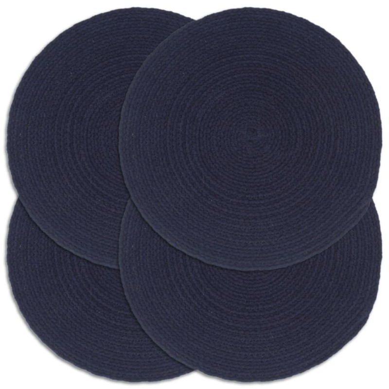 Napperons 4 pcs Bleu marine Plain 38 cm Rond Coton  549155549155
