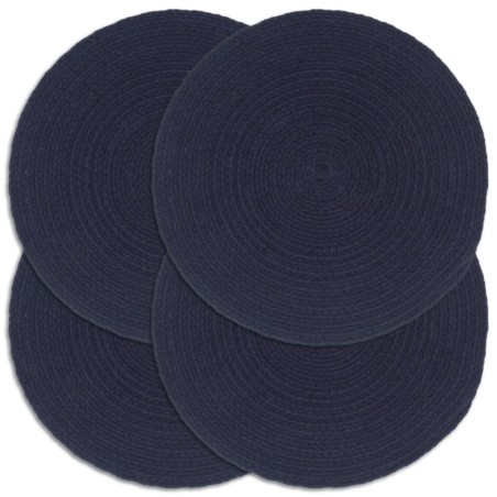 Napperons 4 pcs Bleu marine Plain 38 cm Rond Coton  549155549155
