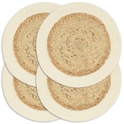 Napperons 4 pcs Naturel Plain 38 cm Rond Jute et coton  549158549158