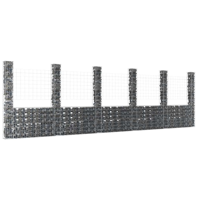 Panier de gabion en forme de U avec 6 poteaux Fer 620x20x200 cm 549163549163