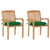Chaises de jardin lot de 2 et coussins vert Bois de teck massif 549167549167