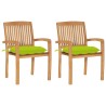 Chaises de jardin lot de 2 avec coussins vert vif Teck massif 549178549178