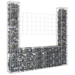 Panier de gabion en forme de U avec 2 poteaux Fer 140x20x150 cm 549186549186