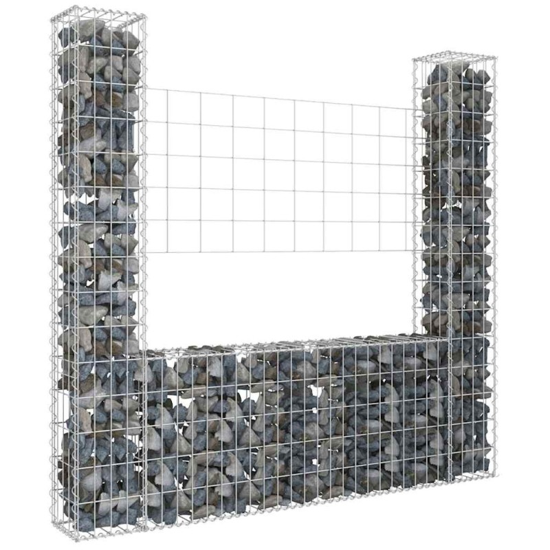 Panier de gabion en forme de U avec 2 poteaux Fer 140x20x150 cm 549186549186