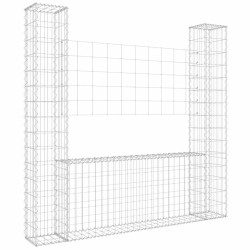Panier de gabion en forme de U avec 2 poteaux Fer 140x20x150 cm 549186549186