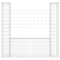 Panier de gabion en forme de U avec 2 poteaux Fer 140x20x150 cm 549186549186
