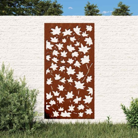 Décoration murale jardin 105x55 cm acier corten design feuille 549193549193