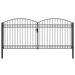 Portail de clôture Assen à double porte avec arc en acier 400x200 cm 549231549231