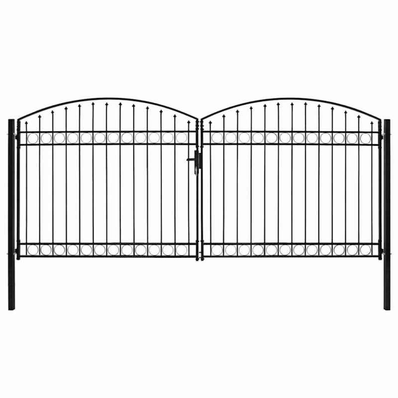 Portail de clôture Assen à double porte avec arc en acier 400x200 cm 549231549231