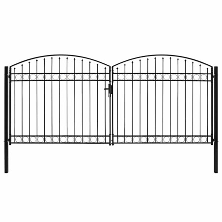 Portail de clôture Assen à double porte avec arc en acier 400x200 cm 549231549231