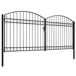 Portail de clôture Assen à double porte avec arc en acier 400x200 cm 549231549231