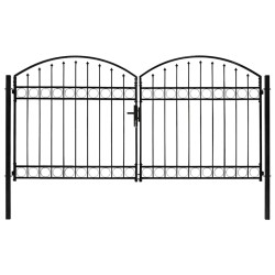 Portail de clôture Assen à double porte avec arc en acier 300x150 cm 549232549232