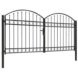 Portail de clôture Assen à double porte avec arc en acier 300 x 125 cm 549233549233