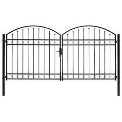 Portail de clôture Assen à double porte avec arc en acier 300 x 125 cm 549233549233