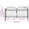 Portail de clôture Assen à double porte avec arc en acier 300 x 125 cm 549233549233