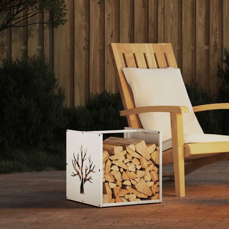 Portant de bois chauffage blanc 40x40x40 cm 549292549292