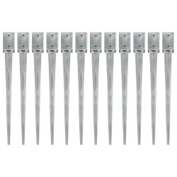 Piquets au sol 12 pcs Argenté 9x9x90 cm Acier galvanisé 549442549442