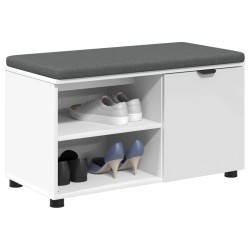 Banc d'entrée Blanc 80 x 38 x 46 cm Bois Ingénierie et Tissu 549480549480