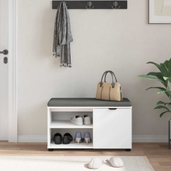 Banc d'entrée Blanc 80 x 38 x 46 cm Bois Ingénierie et Tissu 549480549480