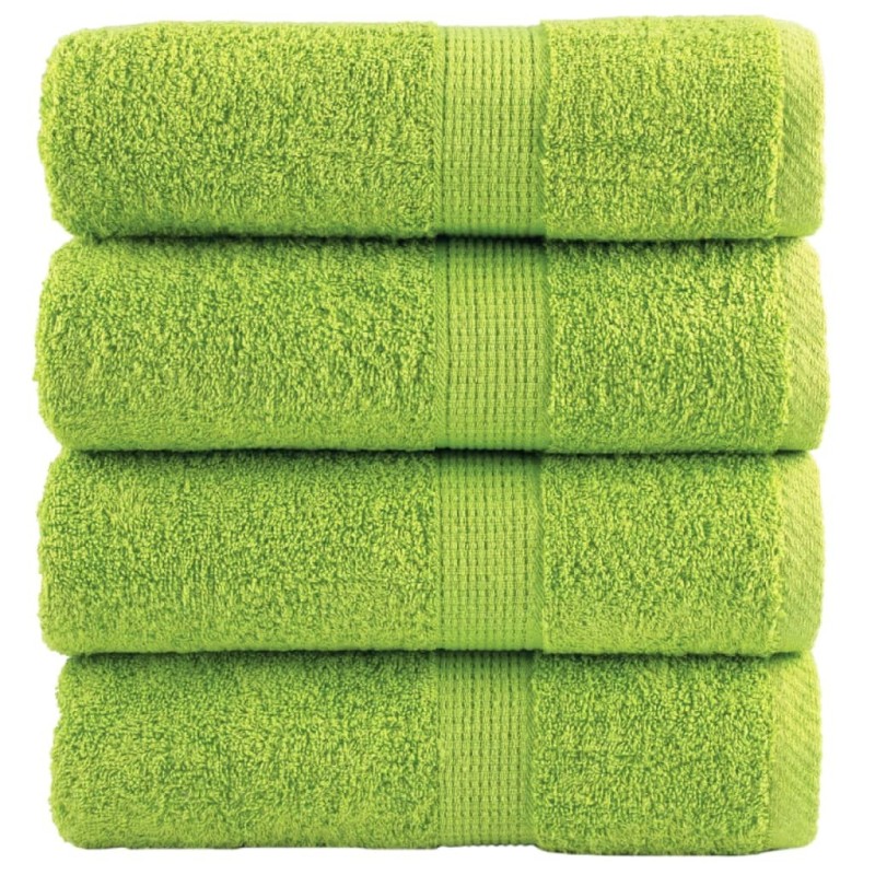 Serviettes de toilette Premium SOLUND 4 pièces Vert pomme 30 x 30 cm 600 g/m² 549489549489
