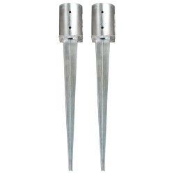 Piquets au sol 2 pcs Argenté 10x76 cm Acier galvanisé 549512549512