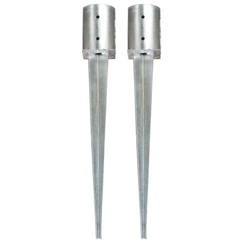 Piquets au sol 2 pcs Argenté 10x76 cm Acier galvanisé 549512549512