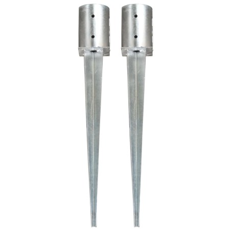 Piquets au sol 2 pcs Argenté 10x76 cm Acier galvanisé 549512549512