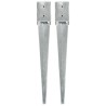 Piquets au sol 2 pcs Argenté 10x10x76 cm Acier galvanisé 549521549521