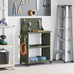 Chariot à outils avec étagère Vert olive 65 x 35 x 111 cm 549546549546