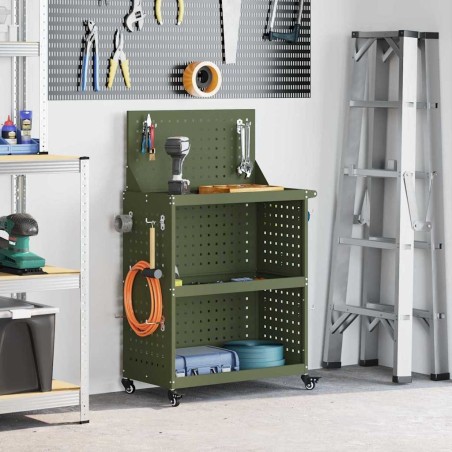 Chariot à outils avec étagère Vert olive 65 x 35 x 111 cm 549549549549