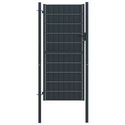 Portail de clôture en PVC et acier 100 x 124 cm anthracite 549554549554