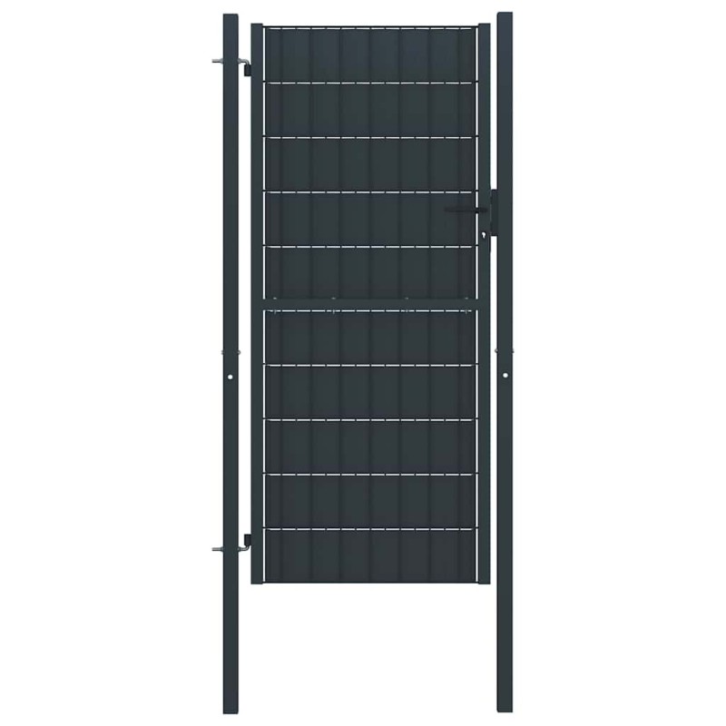 Portail de clôture en PVC et acier 100 x 124 cm anthracite 549554549554