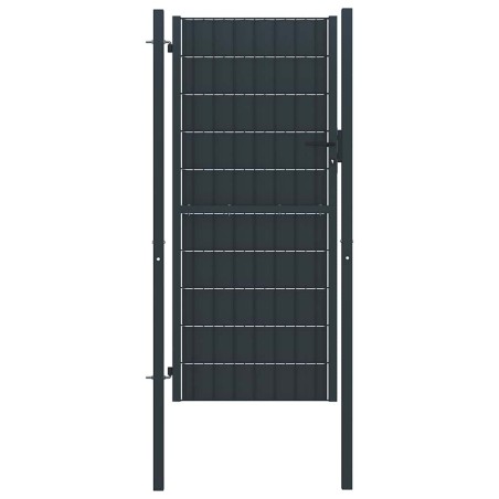 Portail de clôture en PVC et acier 100 x 124 cm anthracite 549554549554