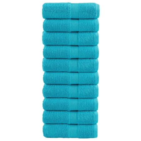 Serviettes de toilette premium SOLUND 10 pièces Turquoise 30 x 30 cm 600 g/m² 549556549556