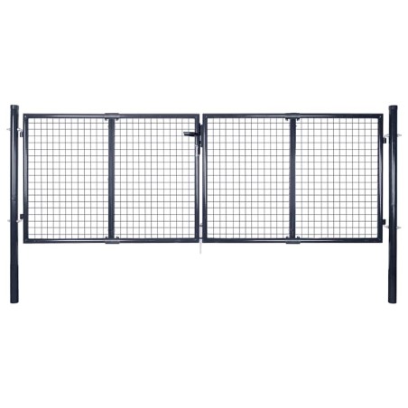 Portail de jardin grillagé en acier galvanisé 300 x 75 cm gris 549568549568