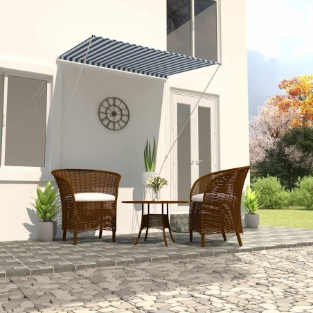 Auvent rétractable 150x150 cm Bleu et blanc 549570549570