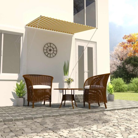 Auvent rétractable 150x150 cm Jaune et blanc 549590549590