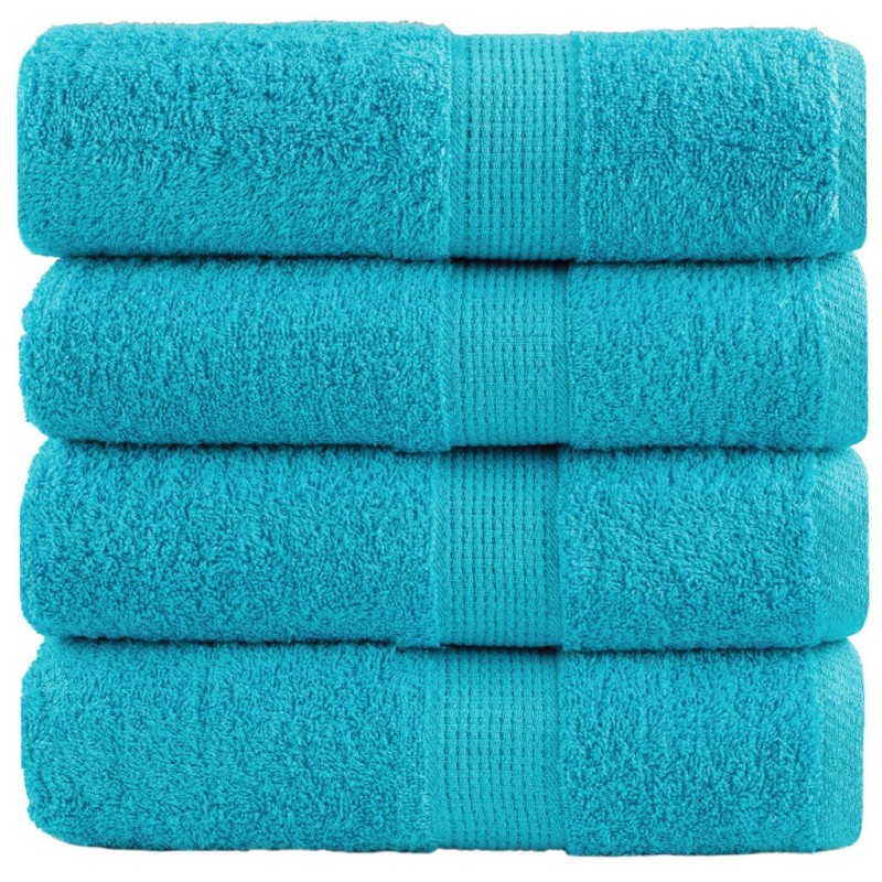 Serviettes de toilette premium SOLUND 4 pièces Turquoise 30 x 30 cm 600 g/m² 549635549635
