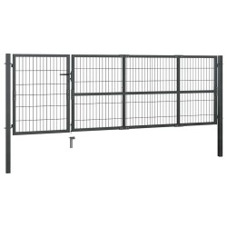 Portail de jardin avec poteaux en acier 350 x 100 cm anthracite 549657549657