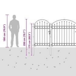 Portail de clôture de jardin avec sommet en arc 200 x 400 cm 549658549658