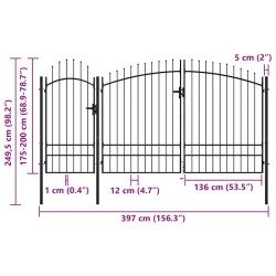 Portail de jardin Woerden en acier noir 1,95 m x 4 m 549663549663