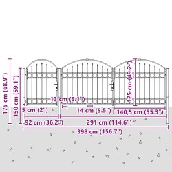 Portail de clôture de jardin avec sommet en arc 400 x 175 cm 549664549664