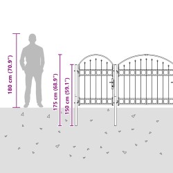 Portail de clôture de jardin avec sommet en arc 400 x 175 cm 549664549664