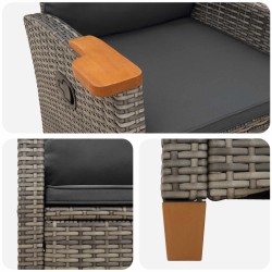 Chaise inclinable avec plateau à thé 62 x 64 x 112 cm polyrotin 549665549665