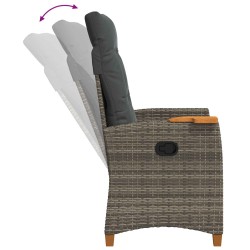 Chaise inclinable avec plateau à thé 62 x 64 x 112 cm polyrotin 549665549665