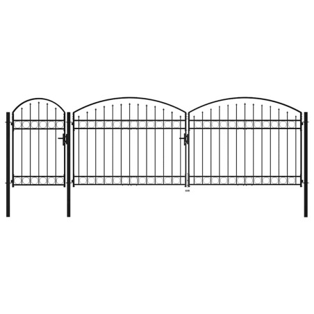 Portail de jardin Assen avec arc en acier noir 1,5 x 5 m 549668549668