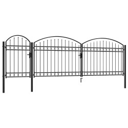 Portail de jardin Assen avec arc en acier noir 1,5 x 5 m 549668549668
