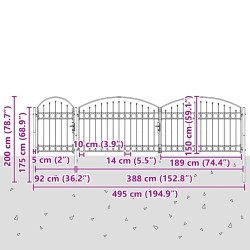 Portail de jardin Assen avec arc en acier noir 1,5 x 5 m 549668549668