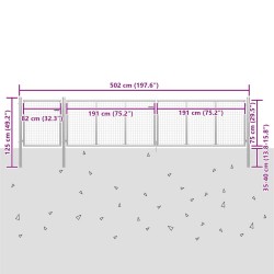 Portail de jardin en acier 500 x 75 cm argenté 549672549672