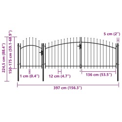 Portail de jardin Woerden en acier noir 1,75 m x 4 m 549676549676